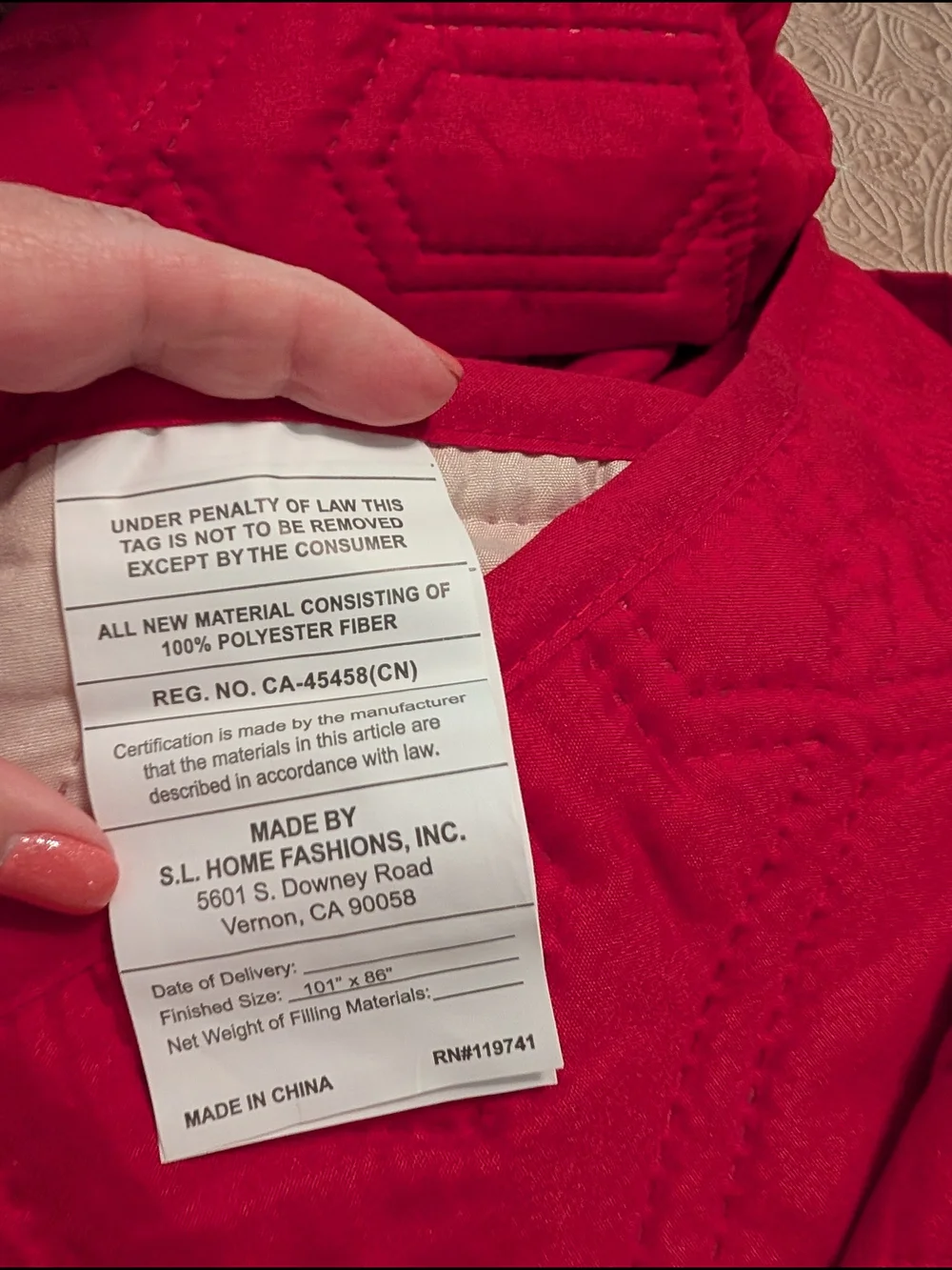 Classic Solid Red Quilt Coverlet - Home Bedding NWOT